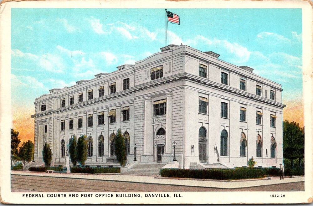 Federal Courts & Post Office Building Danville IL Vintage Postcard SP6-18